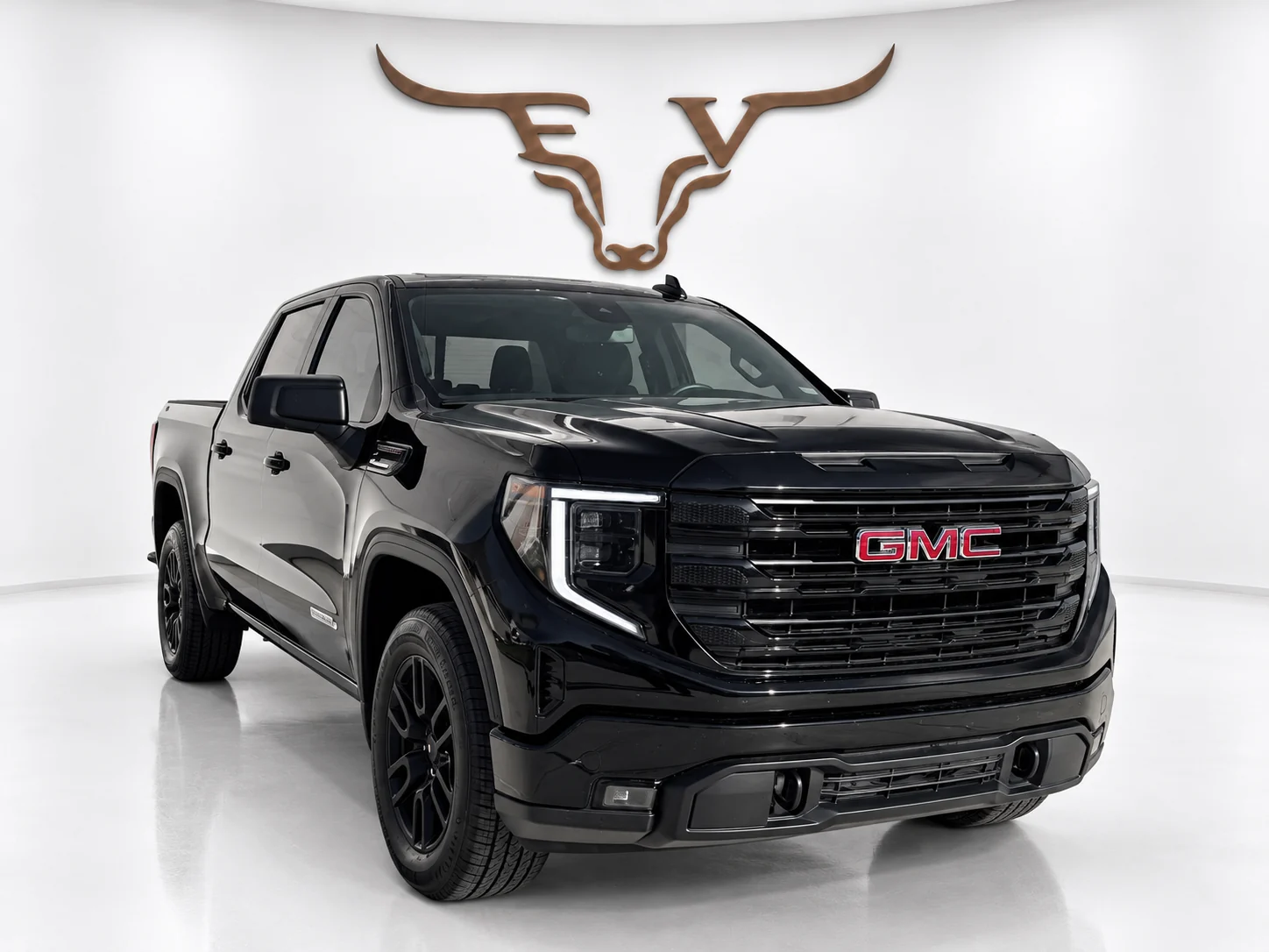2024 GMC Sierra 1500 Elevation Crew Cab 4x4 Black exterior for sale at Longhorn EV in Hutto, Texas