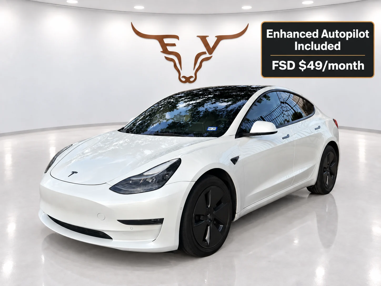 2022 Tesla Model 3 Standard Range RWD w/Enhanced Autopilot White exterior for sale at Longhorn EV in Hutto, Texas