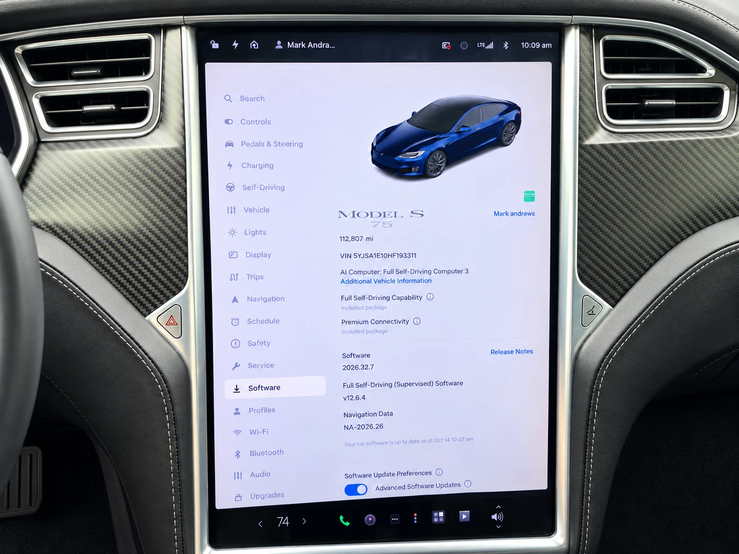 2017 Tesla Model S 75D RWD w/FSD & HW3 photo 9